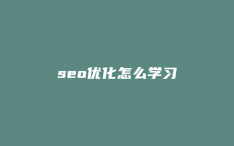 seo优化怎么学习