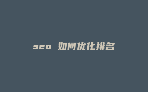 seo 如何优化排名