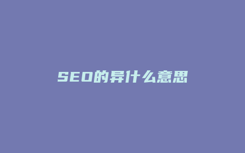 SEO的异什么意思