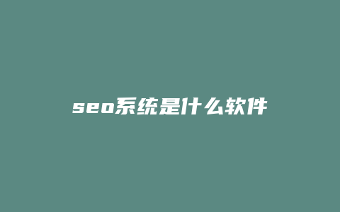 seo系统是什么软件