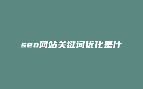 seo网站关键词优化是什么