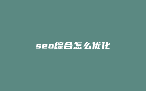 seo综合怎么优化