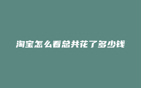 淘宝怎么看总共花了多少钱