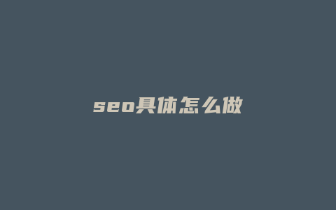 seo具体怎么做