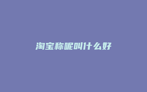 淘宝称呢叫什么好