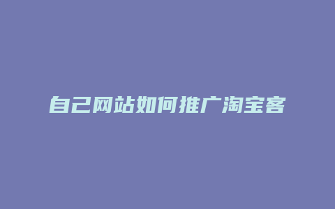 自己网站如何推广淘宝客