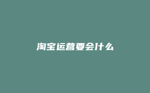 淘宝运营要会什么