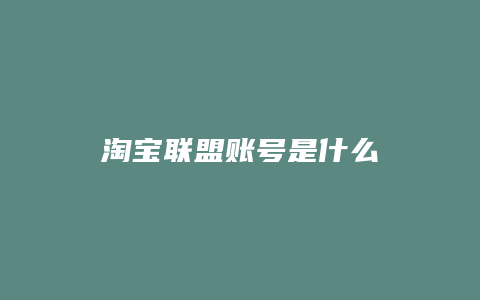 淘宝联盟账号是什么